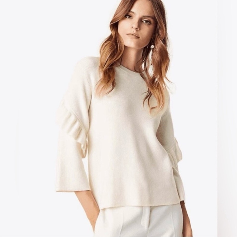 Tory Burch Wool Ashley Ruffle Sleeve Sweater